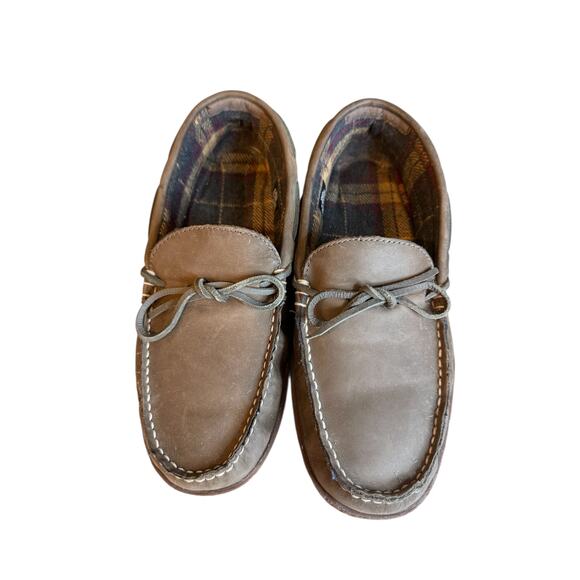 LL Bean Handsewn Leather Slippers Flannel Lined 8 - Picture 5 of 7